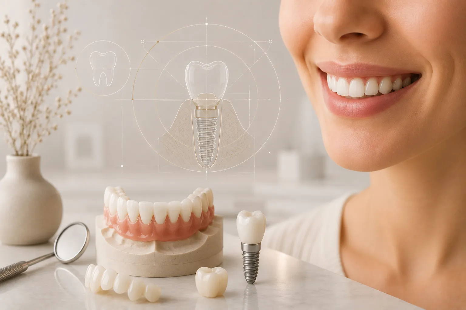 Prótesis dental: puente sobre dientes preparados